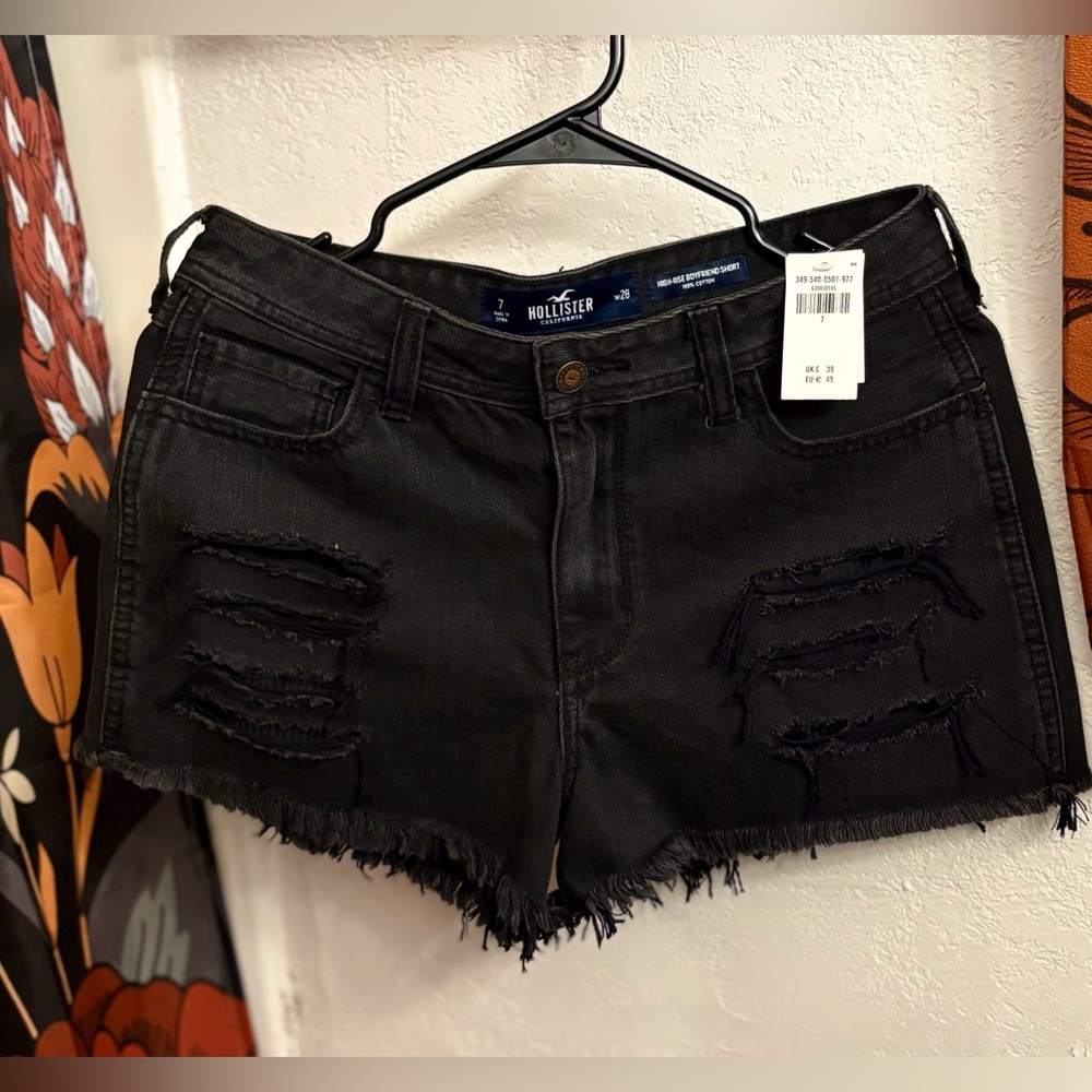 NWT Black Hollister High-Rise Boyfriend Shorts Size 7